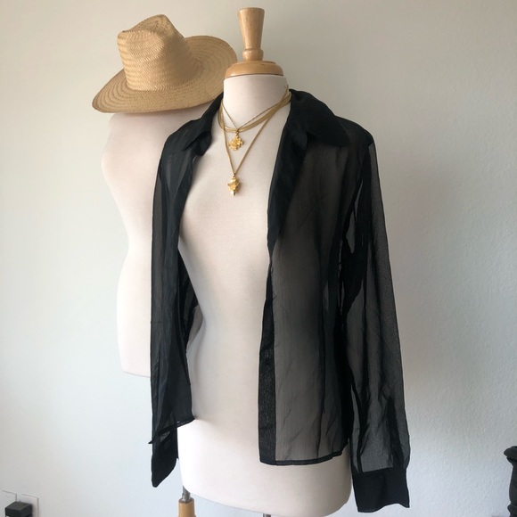 SOLD ❌ HANDMADE SHEER LONG SLEEVE BLOUSE - Picture 3 of 4